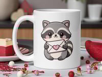 Image 1 of Love Letter Raccoon Valentine Mug Kawaii Coffee Cup Gift