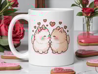 Image 1 of Kawaii Cat Couple Mug, Valentine's Day Gift