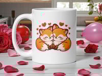 Image 1 of Kawaii Fox Couple Mug, Valentine's Day Gift