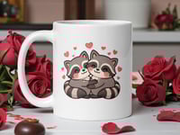 Image 1 of Kawaii Raccoon Couple Mug - Valentine's Day Gift