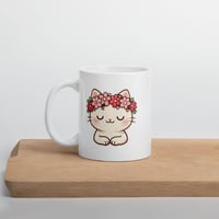 Image 4 of Kawaii Cat Mug: Valentine Flower Crown Coffee Cup
