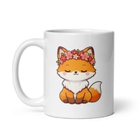 Image 3 of Kawaii Fox Mug with Flower Crown - Valentine Coffee Cup