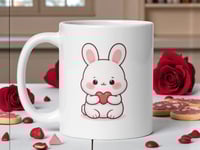 Image 1 of Kawaii Bunny Valentine Mug, Rabbit Coffee Cup