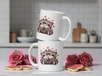 Image 2 of Kawaii Raccoon Couple Mug - Valentine's Day Gift