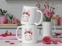 Image 2 of Kawaii Bunny Mug with Valentine Flower Crown