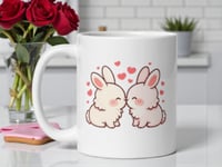 Image 1 of Kawaii Bunny Couple Mug, Rabbit Valentine's Day Gift
