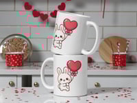 Image 2 of Kawaii Bunny Heart Balloon Mug - Valentine's Day Gift