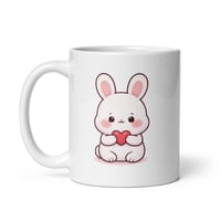 Image 3 of Kawaii Bunny Valentine Mug, Rabbit Coffee Cup