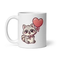 Image 3 of Kawaii Raccoon Heart Balloon Mug - Valentine's Day Gift