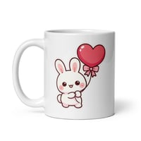 Image 3 of Kawaii Bunny Heart Balloon Mug - Valentine's Day Gift