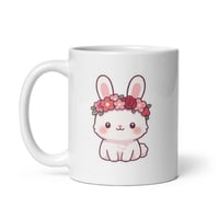 Image 3 of Kawaii Bunny Mug with Valentine Flower Crown