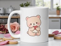 Image 1 of Kawaii Bear Valentine Mug, Coffee Cup Gift