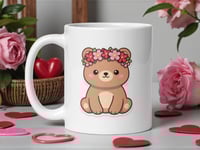 Image 1 of Kawaii Bear Mug with Flower Crown - Valentine Coffee Cup
