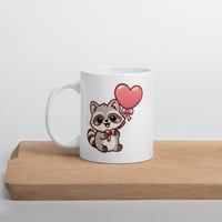 Image 4 of Kawaii Raccoon Heart Balloon Mug - Valentine's Day Gift