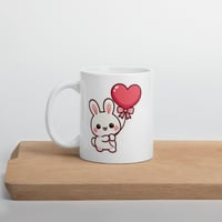 Image 4 of Kawaii Bunny Heart Balloon Mug - Valentine's Day Gift