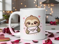 Image 1 of Kawaii Sloth Valentine Mug: Love Letter Coffee Cup