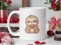 Image 1 of Adorable Sly Sloth Valentine Mug Kawaii Sloth Coffee Cup Gift