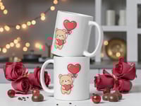Image 2 of Kawaii Bear Heart Balloon Mug, Valentine's Day Gift