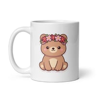 Image 3 of Kawaii Bear Mug with Flower Crown - Valentine Coffee Cup