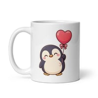 Image 3 of Kawaii Penguin Mug, Heart Balloon - Valentine's Day Gift