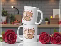Image 2 of Kawaii Teddy Bear Couple Mug - Valentine's Day Gift