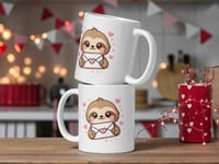 Image 2 of Kawaii Sloth Valentine Mug: Love Letter Coffee Cup