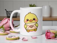 Image 1 of Kawaii Duck Valentine's Day Mug, Love Letter Coffee Cup