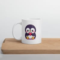 Image 4 of Kawaii Penguin Valentine Mug: Coffee Cup Gift