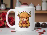 Image 1 of Kawaii Highland Cow Valentine Mug, Coffee Cup Gift