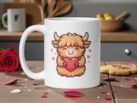 Image 1 of Kawaii Highland Cow Mug, Valentine's Day Coffee Cup
