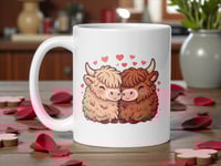 Image 1 of Kawaii Highland Cow Couple Mug, Valentine's Day Gift