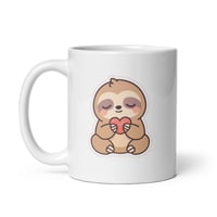 Image 2 of Adorable Sly Sloth Valentine Mug Kawaii Sloth Coffee Cup Gift