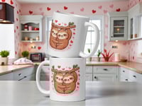 Image 2 of Kawaii Sloth Couple Mug - Valentine's Day Gift
