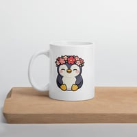 Image 4 of Kawaii Penguin Mug with Flower Crown - Valentine Coffee Cup