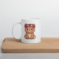 Image 4 of Kawaii Bear Mug with Flower Crown - Valentine Coffee Cup