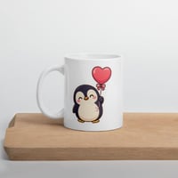 Image 4 of Kawaii Penguin Mug, Heart Balloon - Valentine's Day Gift