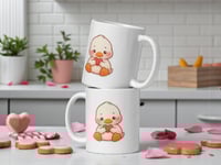 Image 2 of Kawaii Duck Valentine Mug: Sweet Heart Gift
