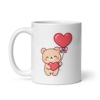 Image 3 of Kawaii Bear Heart Balloon Mug, Valentine's Day Gift