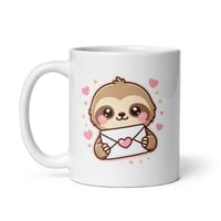 Image 3 of Kawaii Sloth Valentine Mug: Love Letter Coffee Cup