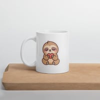 Image 3 of Adorable Sly Sloth Valentine Mug Kawaii Sloth Coffee Cup Gift