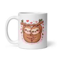 Image 3 of Kawaii Sloth Couple Mug - Valentine's Day Gift