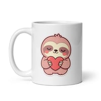 Image 3 of Kawaii Sloth Valentine Mug: Heart Coffee Cup