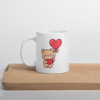 Image 4 of Kawaii Bear Heart Balloon Mug, Valentine's Day Gift