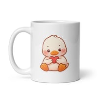 Image 3 of Kawaii Duck Valentine Mug: Sweet Heart Gift