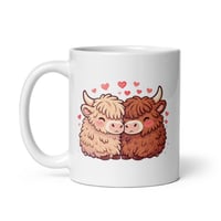 Image 3 of Kawaii Highland Cow Couple Mug, Valentine's Day Gift