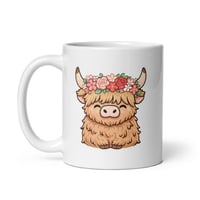 Image 3 of Kawaii Highland Cow Valentine Mug with Flower Crown