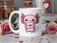 Image 1 of Kawaii Axolotl Mug: Valentine's Day Love Letter Coffee Cup