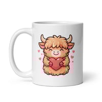 Image 3 of Kawaii Highland Cow Mug, Valentine's Day Coffee Cup