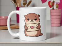 Image 1 of Kawaii Otter Valentine Mug: Love Letter Coffee Cup