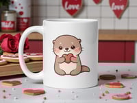 Image 1 of Kawaii Otter Valentine's Day Mug, Coffee Cup Gift